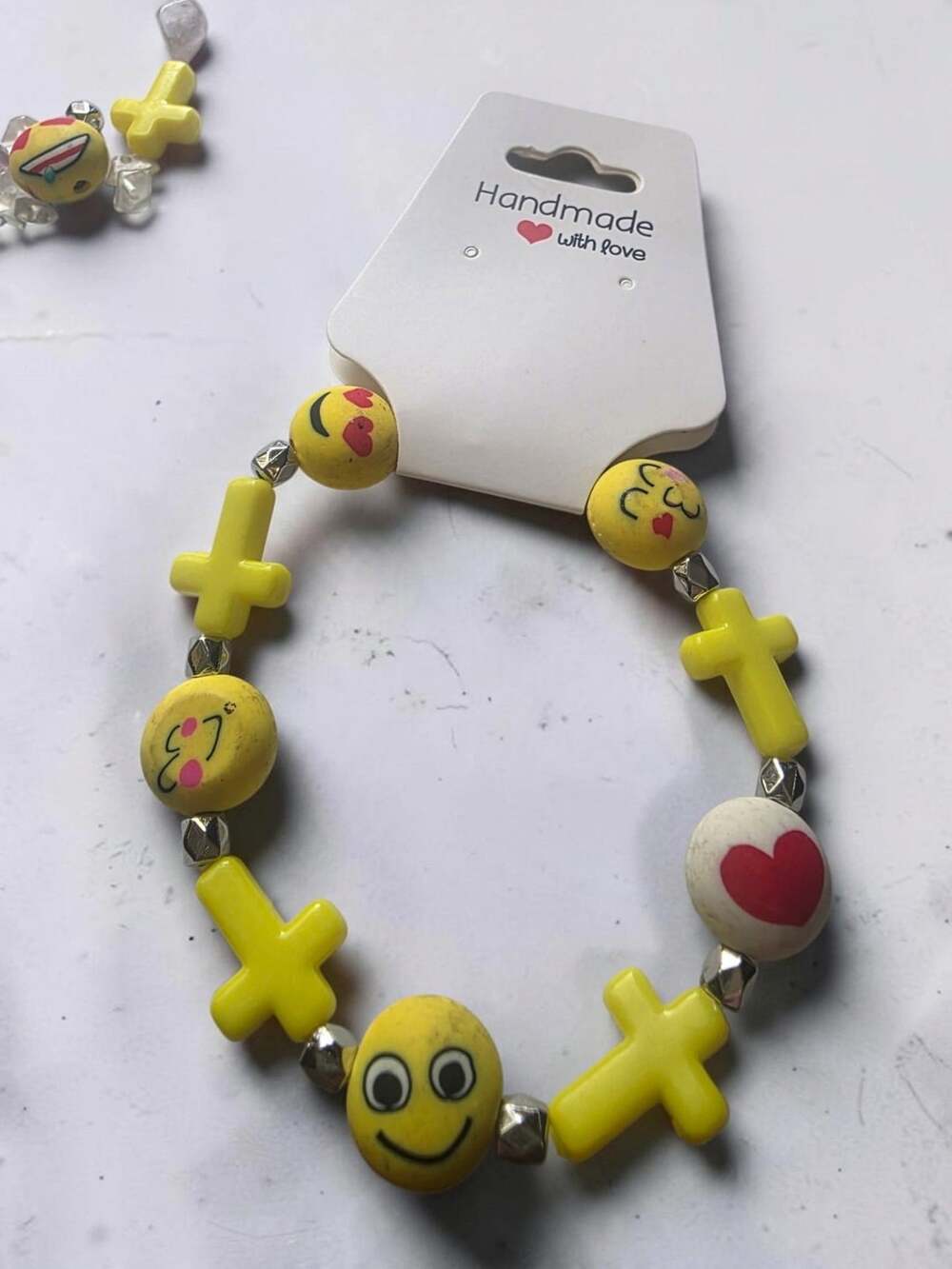 Emoji Cross Beaded Bracelet